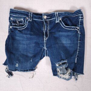 LA Idol USA Denim Shorts Juniors 13 Distressed Cutoff Raw Hem Thick Stitching